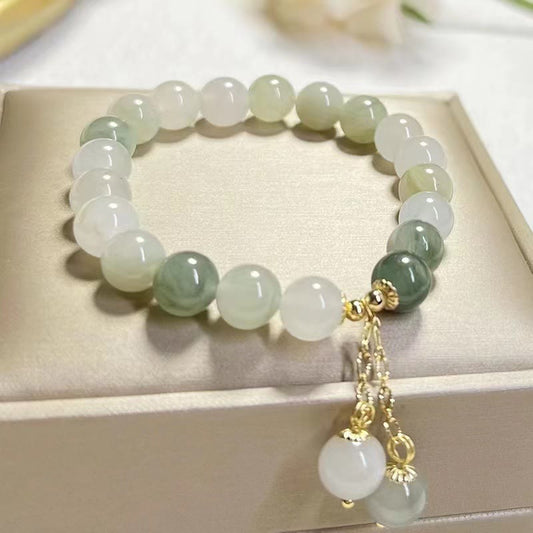 Jade Natural Gradient Jade Abundance Luck Bead Charm Bracelet