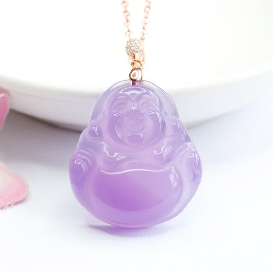 Jade Laughing Buddha Purple Jade Happiness Necklace Pendant