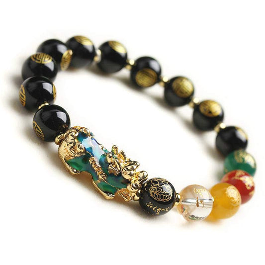 Spirituality Buddha Karma Color-Changing Pixiu Obsidian Luck Bracelet