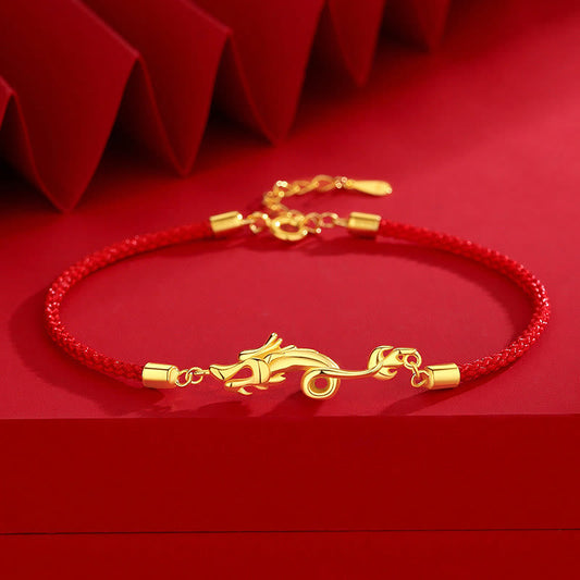 Ancient Tibetan Buddhist Red String Tradition 925 Sterling Silver Luck Year of the Dragon Red String Chain Bracelet