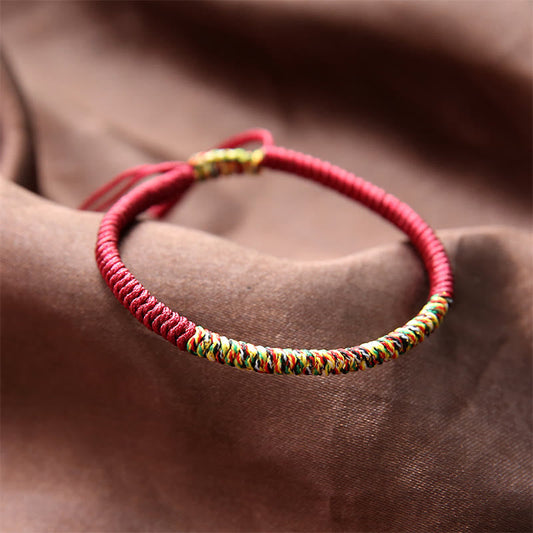 Ancient Tibetan Buddhist Red String Tradition Tibetan Handmade Multicolor King Kong Knot Luck Strength Braided Bracelet