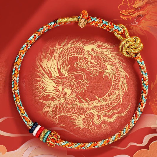 Ancient Tibetan Buddhist Red String Tradition Handmade Dunhuang Colorful Rope Protection Braid String Bracelet