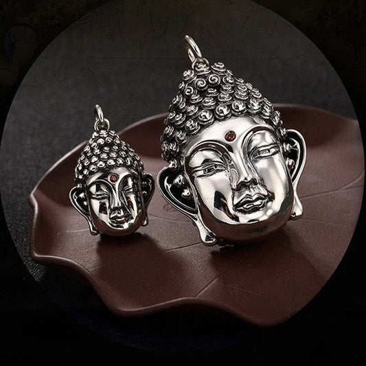 Buddha Energy Necklace 925 Sterling Silver Buddha Head Compassion Necklace Pendant