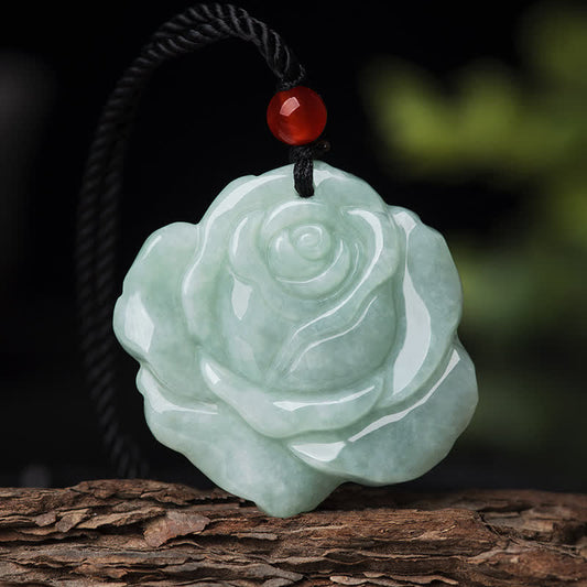 Jade Lotus Pattern Jade Abundance Prosperity Necklace String Pendant