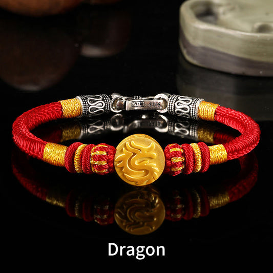Tibetan Knot Protection 999 Gold Chinese Zodiac Auspicious Matches Om Mani Padme Hum Luck Handcrafted Bracelet
