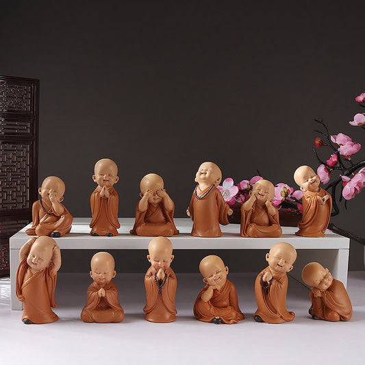 Spirituality Small Mini Meditation Praying Monk Serenity Resin Home Decoration