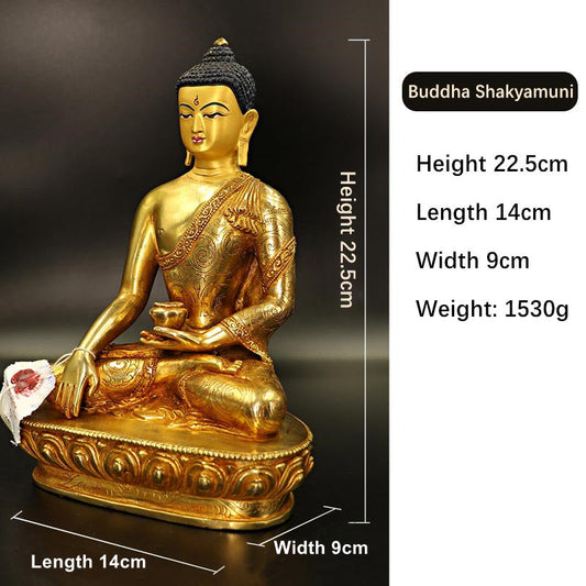 Spirituality Buddha Shakyamuni Medicine Buddha Compassion Copper Gold Plated Statue Decoration