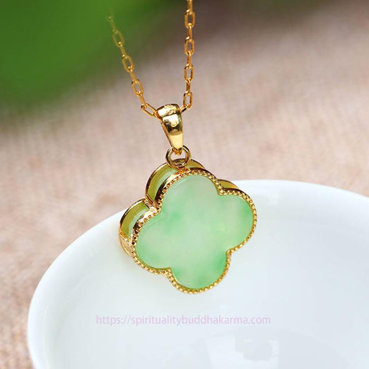 Jade Four Leaf Clover Jade Pattern Luck Necklace Pendant