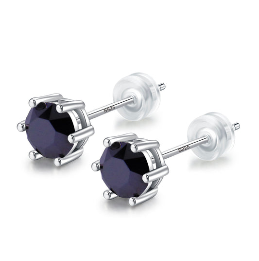 Stunning Black Obsidian,Daily Wear,925 Sterling Silver 18ct White Gold Plated Earring Stud Men Women,Jewelry Box Gift Choice