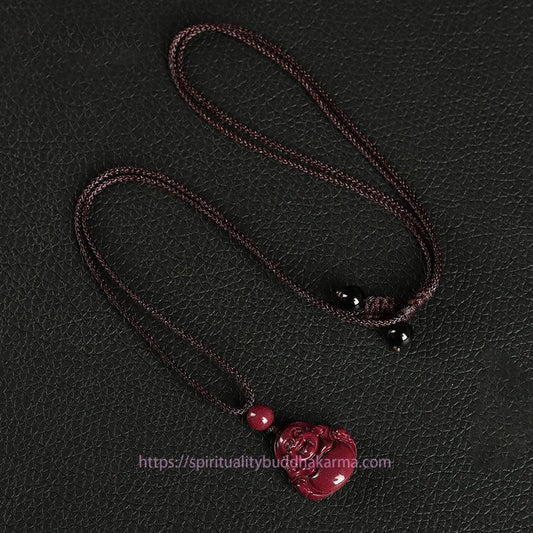 Buddha Energy Necklace Laughing Buddha Cinnabar Blessing Necklace Pendant Phone Hanging Decoration Key Chain