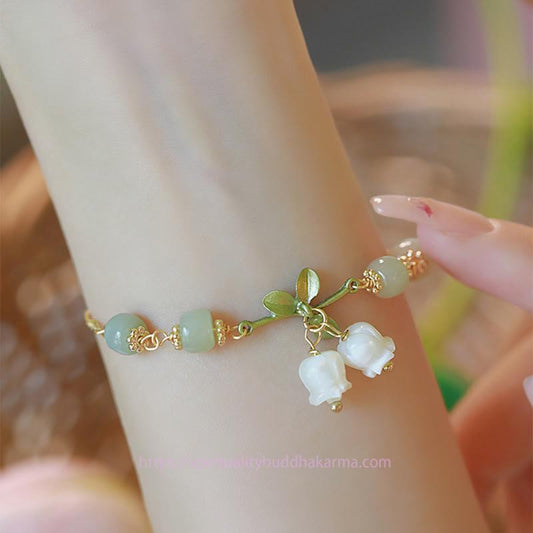 Jade Green Jade Bead Lily of the Valley Prosperity Chain Bracelet