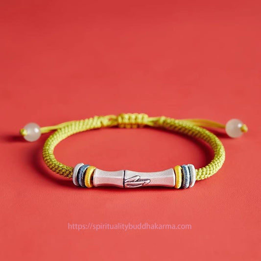 Ancient Tibetan Buddhist Red String Tradition 999 Sterling Silver Red String Bamboo Enlightenment Bracelet