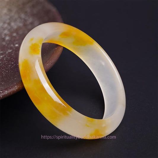Golden Energy Citrine Yellow Chalcedony Harmony Positivity Bracelet Bangle