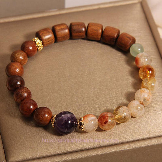 Golden Energy Citrine Sandalwood Rosewood Wealth Solar Plexus Chakra (Third Chakra) Protection Bracelet