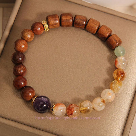 Golden Energy Citrine Sandalwood Rosewood Wealth Solar Plexus Chakra (Third Chakra) Protection Bracelet