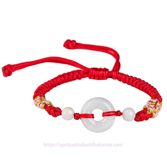 Tibetan Knot Protection Jade Luck Abundance Red String Bracelet