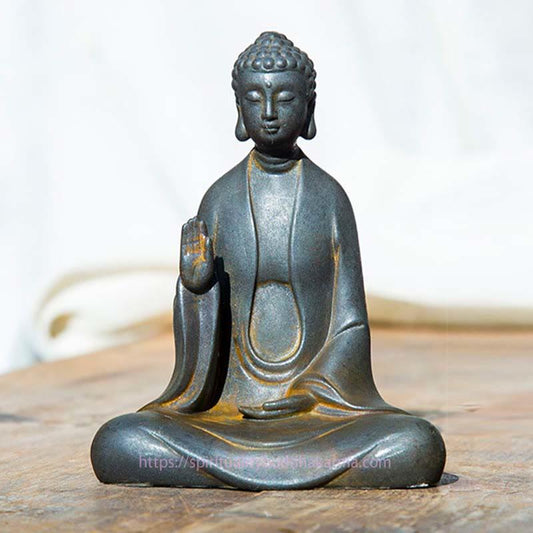 Spirituality Handmade Meditation Sakyamuni Buddha Iron Powder Rust Cast Resin Statue Decoration
