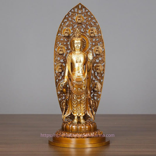 Spirituality Kwan Yin Avalokitesvara Aura Harmony Brass Copper Statue Home Desk Decoration
