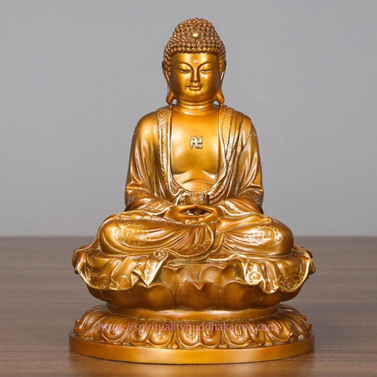 Spirituality Amitabha Sakyamuni Medicine Buddha Figurine Compassion Metal Copper Statue Home Decoration
