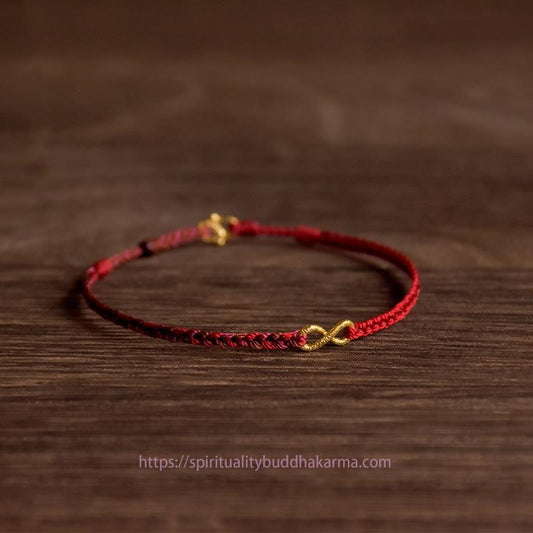 Tibetan Knot Protection 999 Gold Endless Knot Infinity Handmade Luck Rope Bracelet