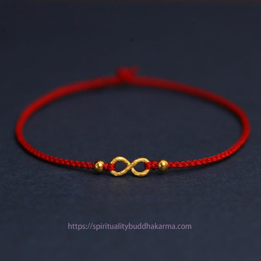 Tibetan Knot Protection 999 Gold Mobius Infinite Love Fu Character Copper Coin Protection Handmade Ultra-Thin Rope Bracelet