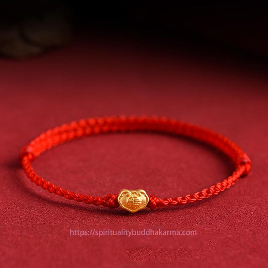 Tibetan Knot Protection 999 Gold Chinese Lock Charm Fu Character Protection Handmade Rope Bracelet