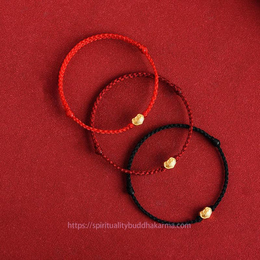 Tibetan Knot Protection 999 Gold Chinese Lock Charm Fu Character Protection Handmade Rope Bracelet