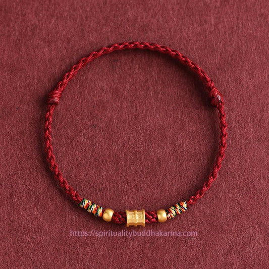 Tibetan Knot Protection 999 Gold Small Bucket Shape Design Handmade Luck Braided Rope Bracelet Anklet