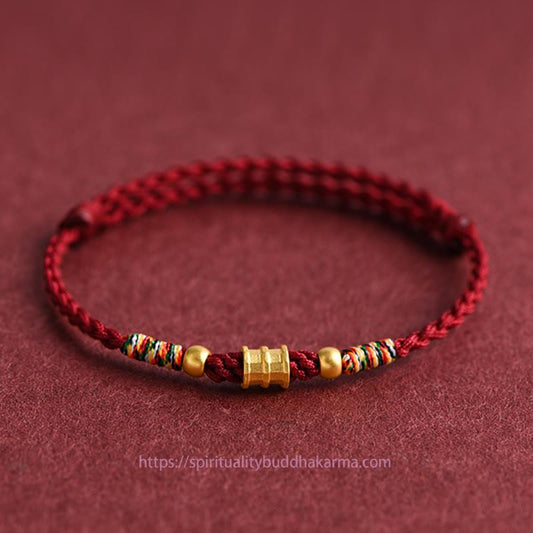 Tibetan Knot Protection 999 Gold Small Bucket Shape Design Handmade Luck Braided Rope Bracelet Anklet