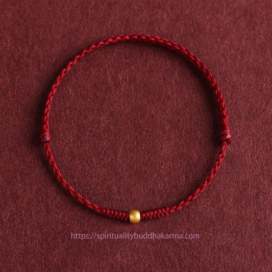 Tibetan Knot Protection 999 Gold One Mini Bead Design Handmade Strength Braided Rope Bracelet Anklet