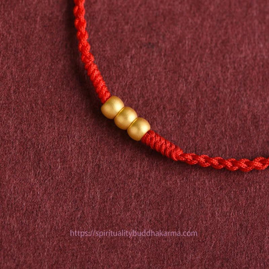 Tibetan Knot Protection 999 Gold Mini Three Beads Design Handmade Luck Rope Bracelet Anklet