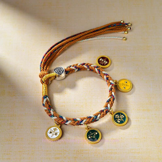 Tibetan Knot Protection Handmade Tibetan Multicolored Rope Five God Of Wealth Luck Bracelet