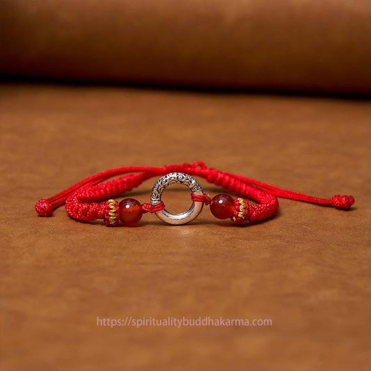 Tibetan Knot Protection 925 Sterling Silver Plated Copper Peace Buckle Protection Braided String Bracelet