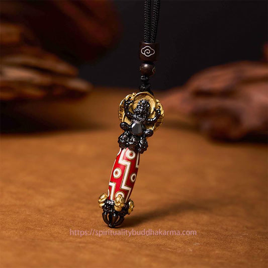 Buddha Energy Necklace Tibet Om Mani Padme Hum Dzi Bead Skull Wisdom Necklace Pendant