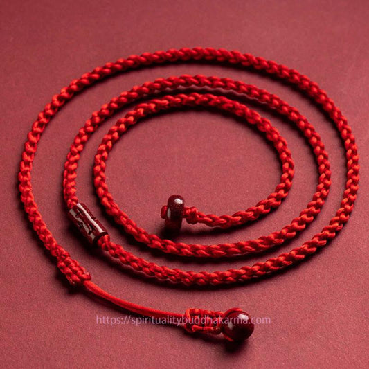 Tibetan Knot Protection Natural Cinnabar Calm Blessing Red String Belly Chain