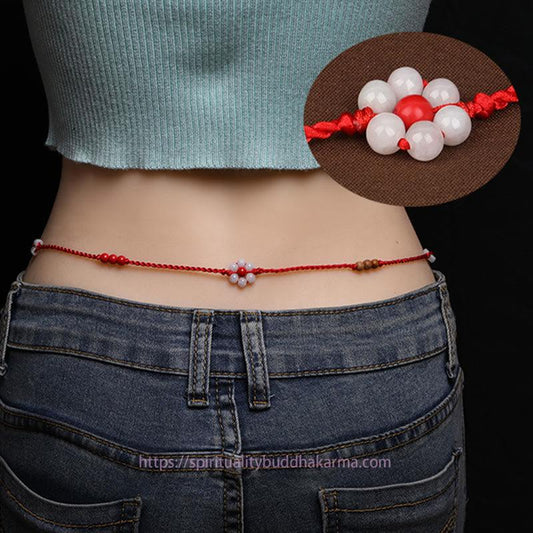 Tibetan Knot Protection Chinese Zodiac Peach Wood Blessing Red String Belly Chain