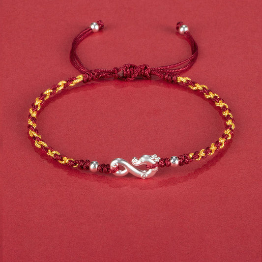 Ancient Tibetan Buddhist Red String Tradition 999 Sterling Silver Year Of The Dragon Luck Protection Braided Bracelet