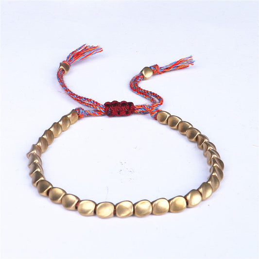 Adjustable Copper Bead Bracelet Wealth Attraction & Protection Amulet for Daily Wear