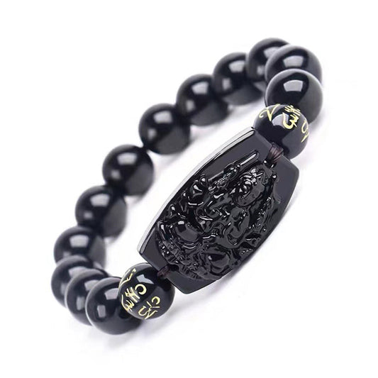 Spirituality Buddha Karma Chinese Zodiac Obsidian Protection Bracelet