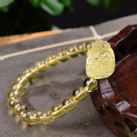 Golden Energy Citrine FengShui Wealth Solar Plexus Chakra (Third Chakra) PiXiu Wealth Bracelet