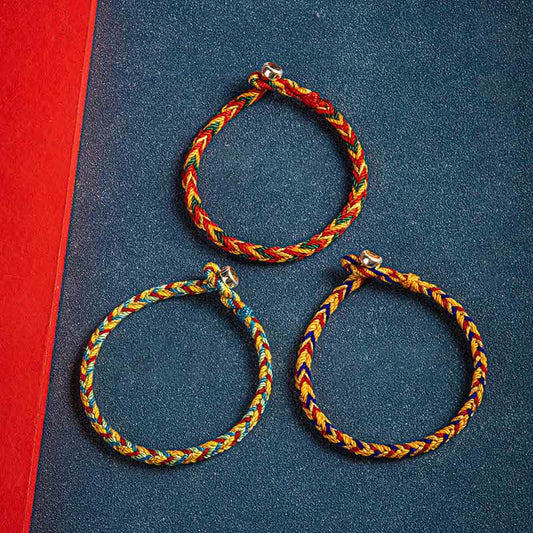 Ancient Tibetan Buddhist Red String Tradition "May you be safe and sound all year round" Lucky Multicolored Bracelet