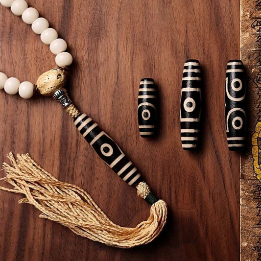 Spirituality Buddha Karma Tibet 108 Mala Beads Bodhi Seed Bagua Vajra Dzi Bead Gray Agate Wealth Bracelet