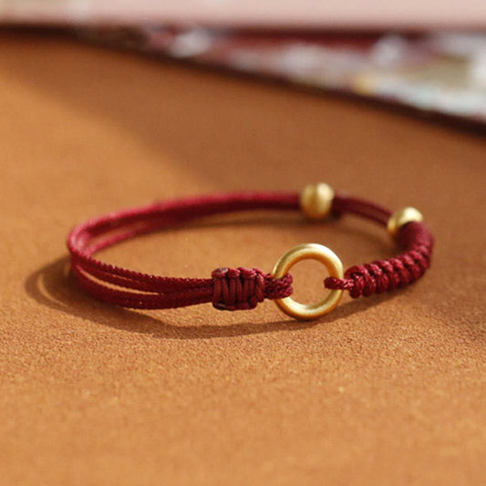 Ancient Tibetan Buddhist Red String Tradition Alloy Peace Buckle Luck Red String Bracelet