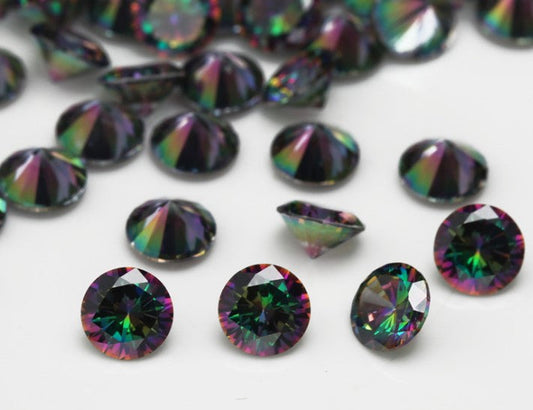 4-8mm Mystic Rainbow Zirconia Stud Earrings - Hypoallergenic 316L Stainless Steel Backs Men Women