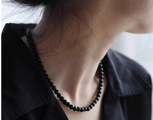 015 Natural 7A Grade Obsidian Necklace Bead Sizes : 6mm, 8mm, 10mm - Various Sizes Suitable for Both Men and Women