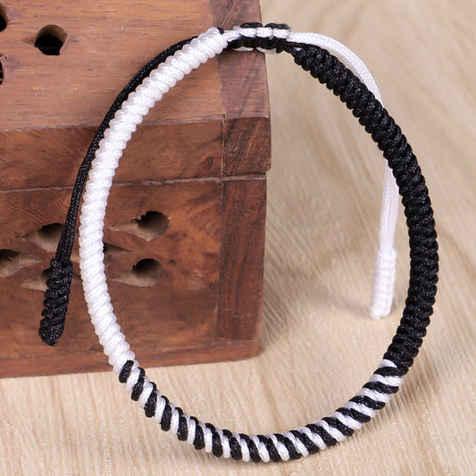 ⚫⚪ Black and White Yin-Yang Feng Shui Tibetan Lucky Rope Bracelet | Spiritual Protection, Balance, and Inner Strength
