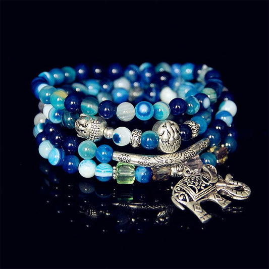 Spirituality Natural Agate Elephant Buddha Hope Bracelet