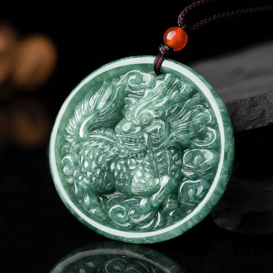 Jade Natural Jade Kirin Abundance String Necklace Pendant