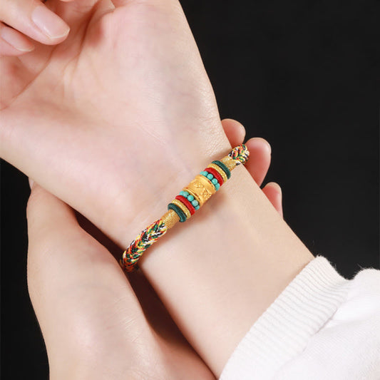 ❗❗❗A Flash Sale- Ancient Tibetan Buddhist Red String Tradition Tibet 999 Gold Om Mani Padme Hum Handmade Eight Thread Peace Knot Luck Bracelet