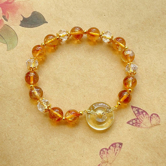 Golden Energy Citrine Peace Buckle Wealth Solar Plexus Chakra (Third Chakra) Crystal Prosperity Bracelet